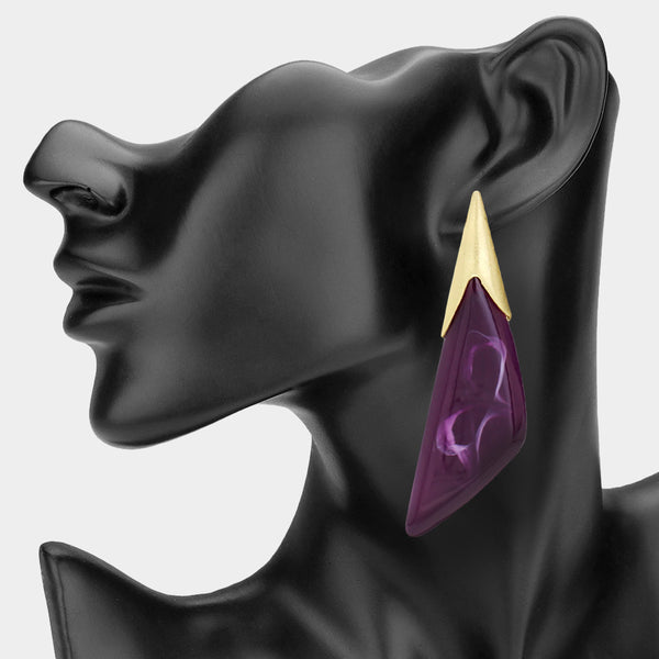 Aubrielle - Bold Resin Angle Drop Statement Earrings