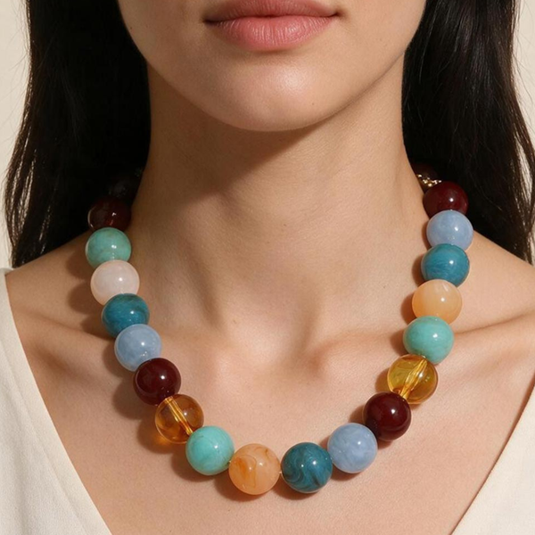 Ariana - Marbled Beaded Necklace