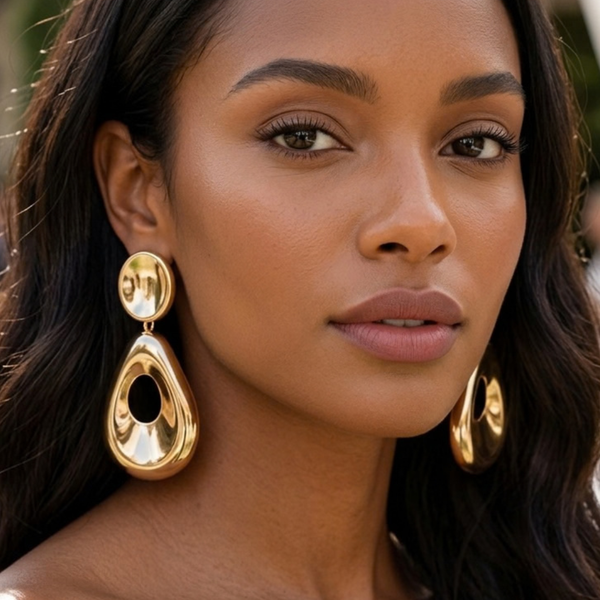 Zya - Bold Sculptural Teardrop Drop Statement Earrings