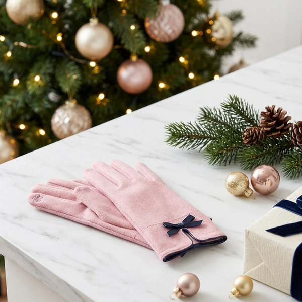 Monica - Bow Pointed Faux Suede Smart Touch Gloves