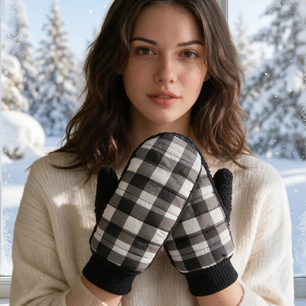 Maeve - Buffalo Check Plaid Mitten Gloves