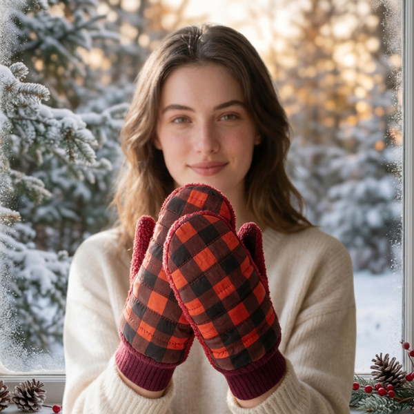 Maeve - Buffalo Check Plaid Mitten Gloves