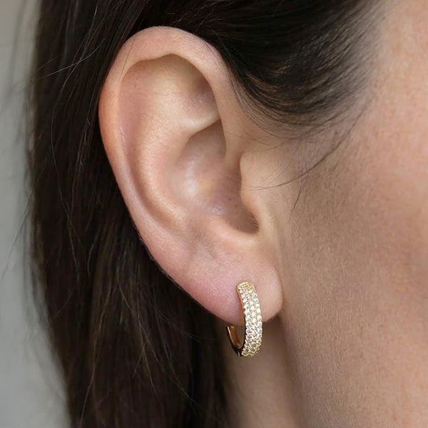 Serena- Cubic Zirconia Pave Mini Hoop Earrings