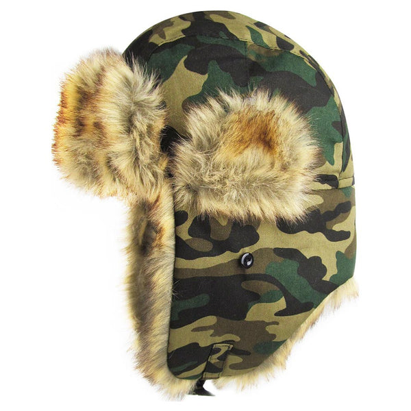 Selena - Faux Fur Trimmed Solid Trapper Hat