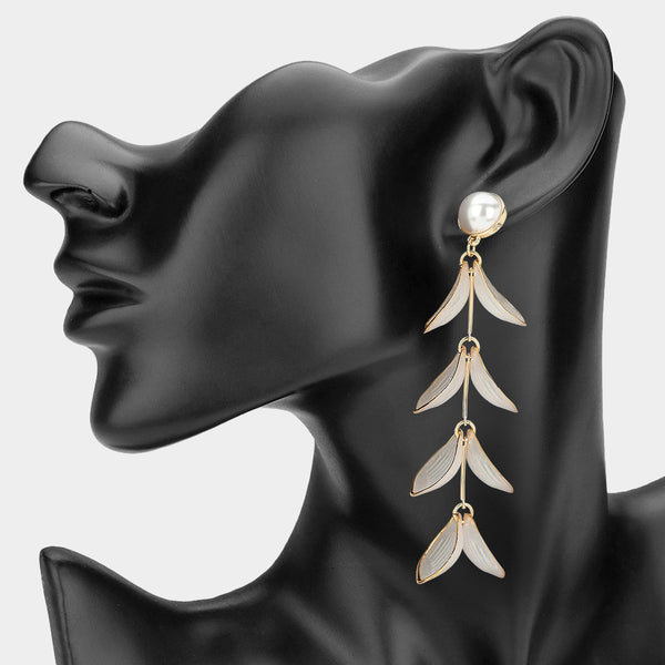Beatrice - Cascading Leaf Brance Long Drop Earrings