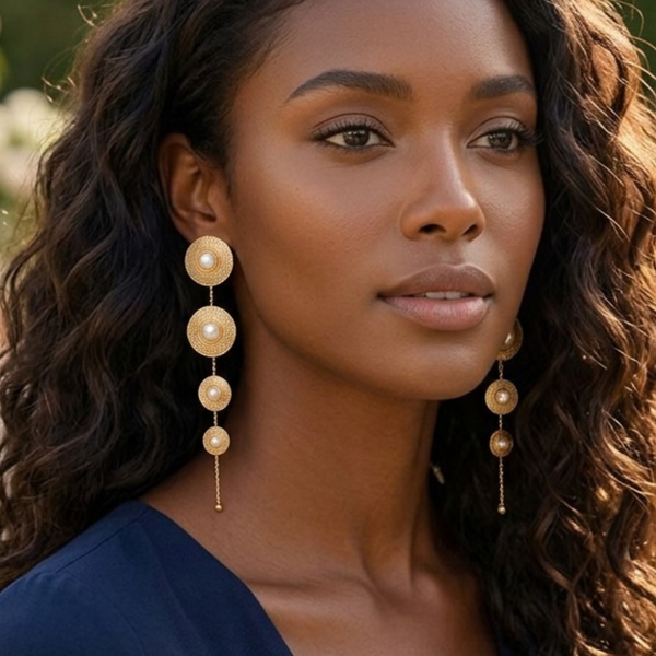 Maeve - Cascading Pearl Drop Long Statement Earrings