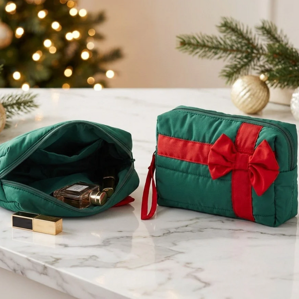 Tania - Christmas Gift Bow Quilted Pouch Bag