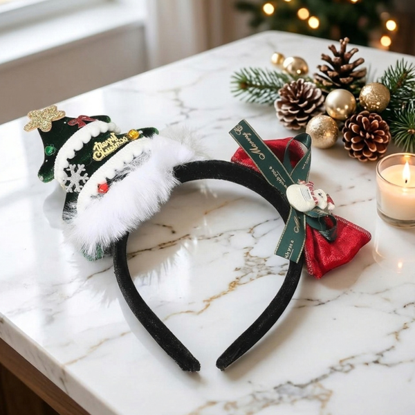 Isla - Plush Tree Bow Holiday Headband
