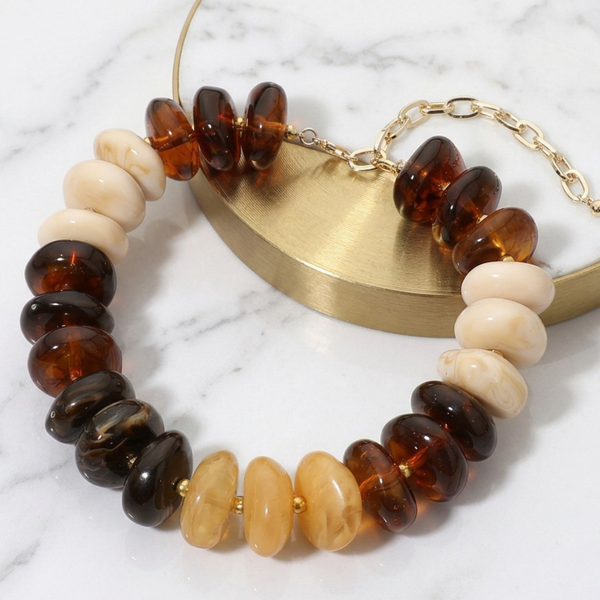 Leighton - Chunky Disc Beaded Collar Statement Necklace