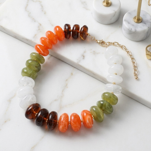 Leighton - Chunky Disc Beaded Collar Statement Necklace