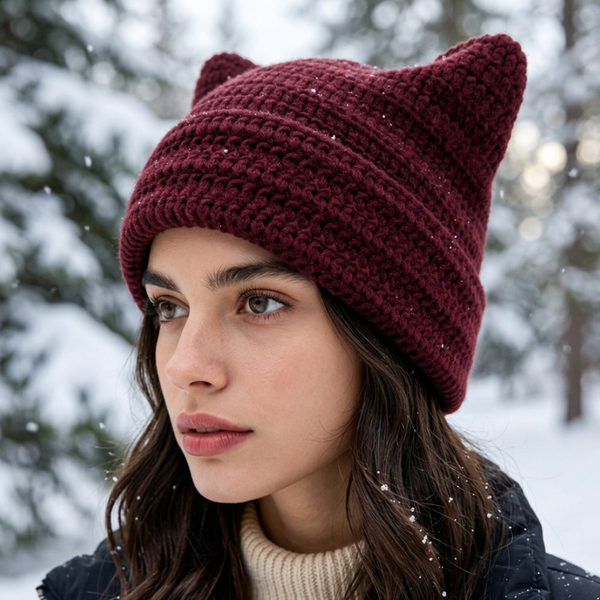 Opal - Crochet Cat Ear Winter Beanie Hat