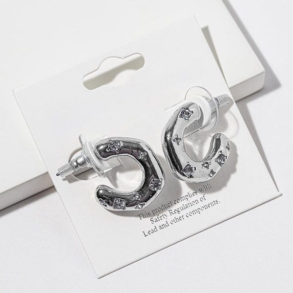 Solange - Pave Sculptural Hoop Earrings