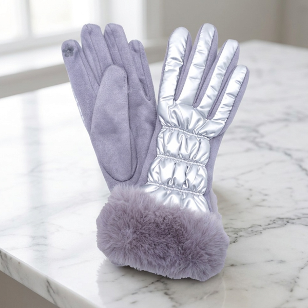 Celestine - Faux Fur Cuff Puffer Smart Touch Gloves