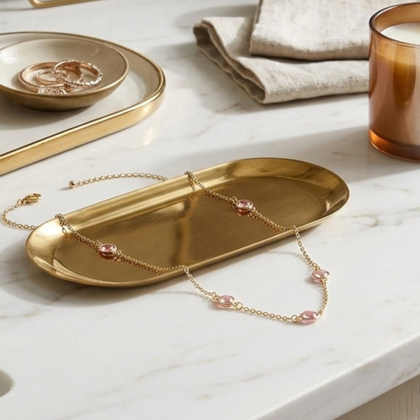Giulette - Delicate Stone Bezel Station Necklace