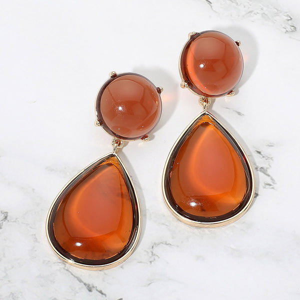 Kienna - Dome Teardrop Dangle Earrings