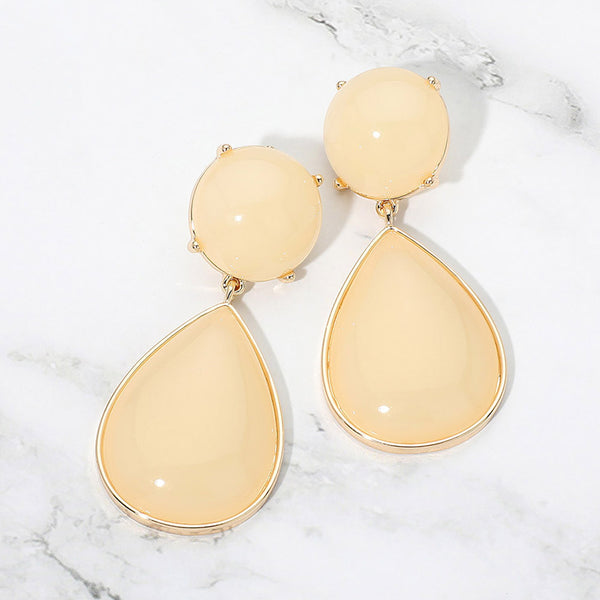 Kienna - Dome Teardrop Dangle Earrings