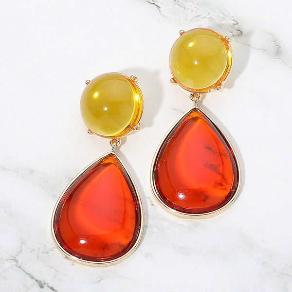 Kienna - Dome Teardrop Dangle Earrings