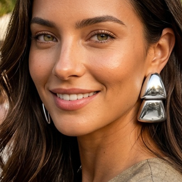 Armani - Bold Double Metal Sculptural Statement Earrings
