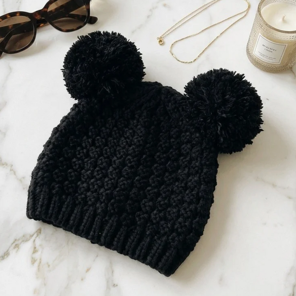 Kilah - Double Pom Pom Knit Winter Beanie Hat