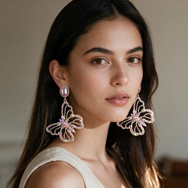 Rya - Multi Stone Butterfly Dangle Earrings