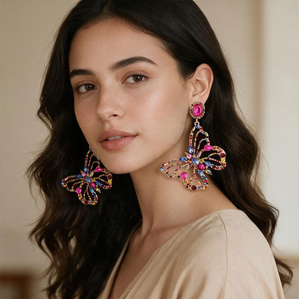 Rya - Multi Stone Butterfly Dangle Earrings