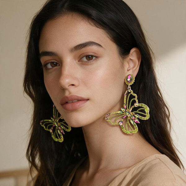 Rya - Multi Stone Butterfly Dangle Earrings
