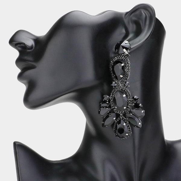 Winslet - Rhinestone Pave Drop Statement Earrings