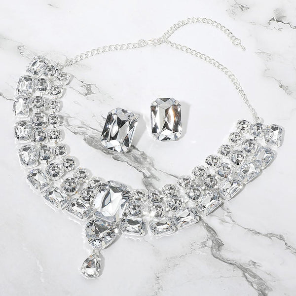 Tayla - Faceted Gem Drop Cluster Necklace