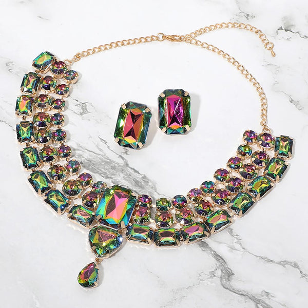 Tayla - Faceted Gem Drop Cluster Necklace