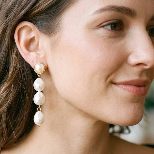 Akia -  Pearl Link Drop Earrings