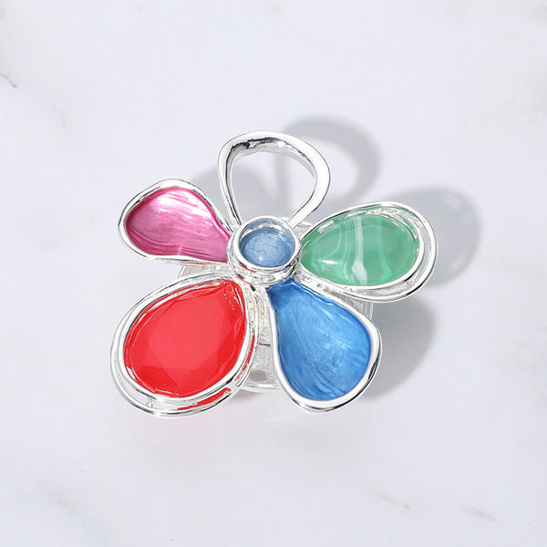 Mavis - Enamel Stone Flower Magnetic Brooch