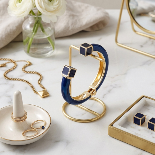 Josie - Enamel Square End Hinged Bangle Bracelet