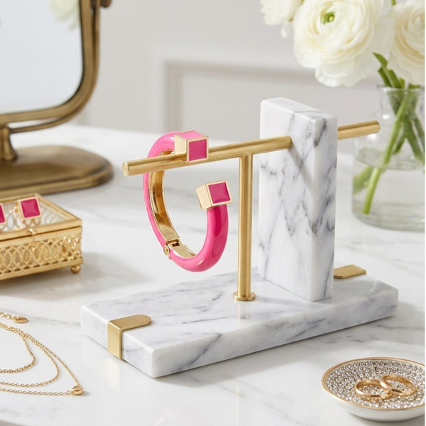 Josie - Enamel Square End Hinged Bangle Bracelet