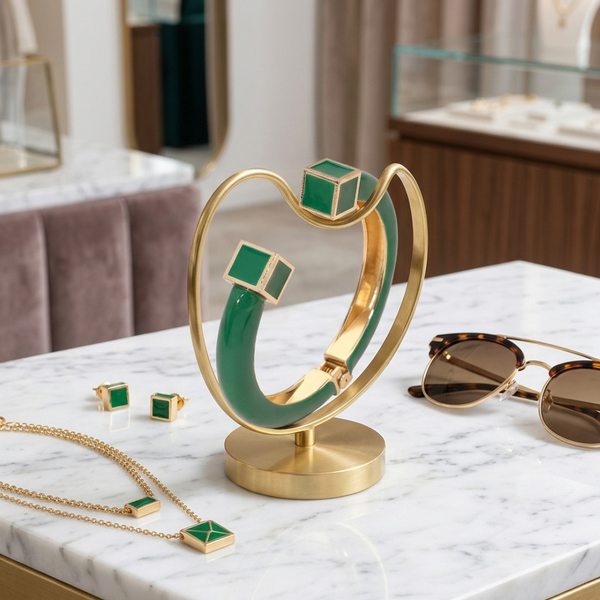 Josie - Enamel Square End Hinged Bangle Bracelet