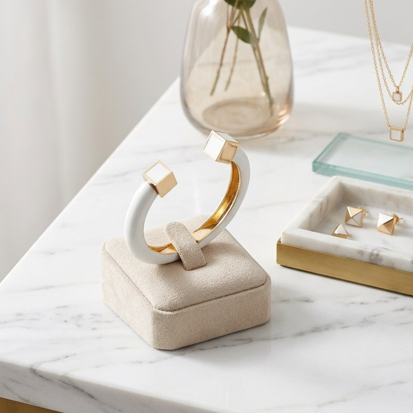 Josie - Enamel Square End Hinged Bangle Bracelet
