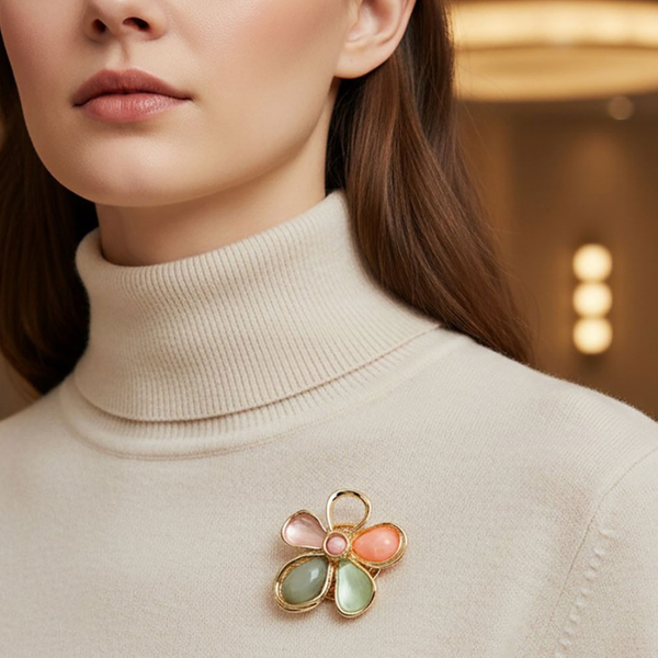 Mavis - Enamel Stone Flower Magnetic Brooch