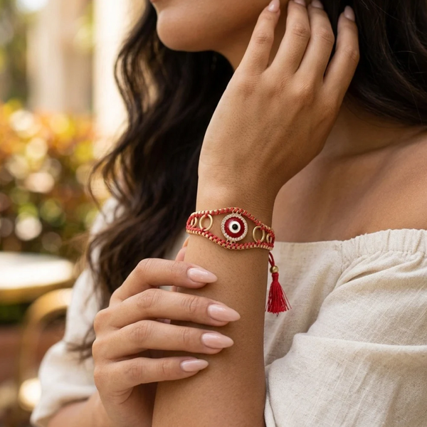 Gracie - Evil Eye Adjustable Pull Tie Bracelet