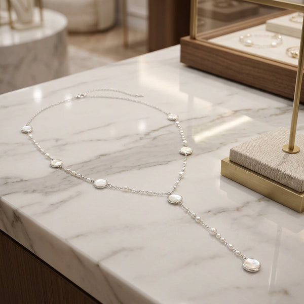 Hart - Pearl Station Y-Shaped Necklace