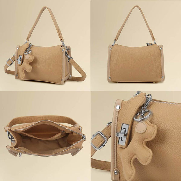 Hailey - Faux Leather Dog Bag Charm Mini Shoulder/Crossbody Bag