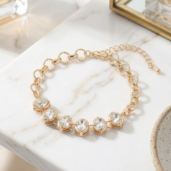 Aurelia - Faceted Oval Stone Link Bracelet
