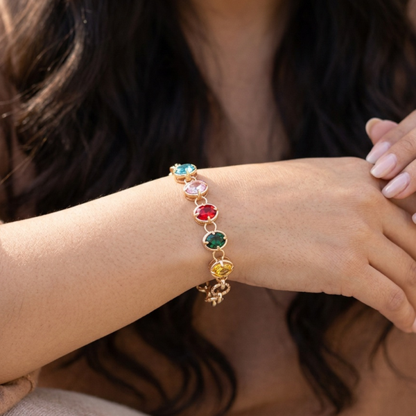 Aurelia - Faceted Oval Stone Link Bracelet