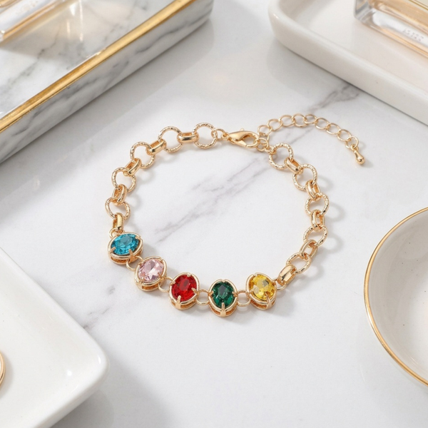 Aurelia - Faceted Oval Stone Link Bracelet