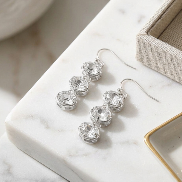 Jamila - Faceted Oval Stone Link Drop Earrings