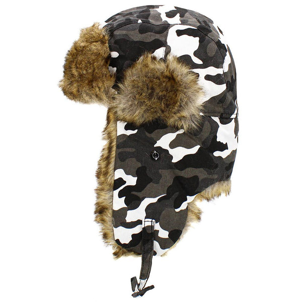 Selena - Faux Fur Trimmed Solid Trapper Hat