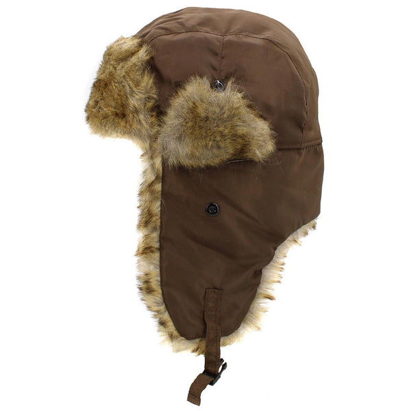 Selena - Faux Fur Trimmed Solid Trapper Hat