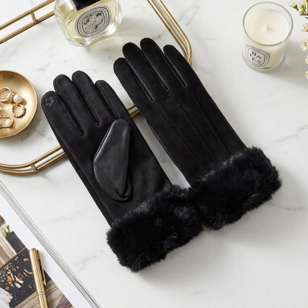 Tyra - Plush Faux Fur Cuff Smart Touch Winter Gloves