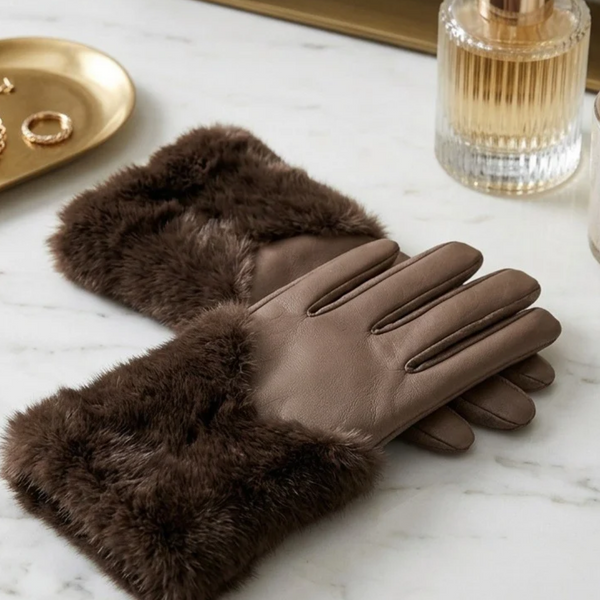 Sienna - Faux Fur Cuff Trim Accent Smart Touch Winter Gloves