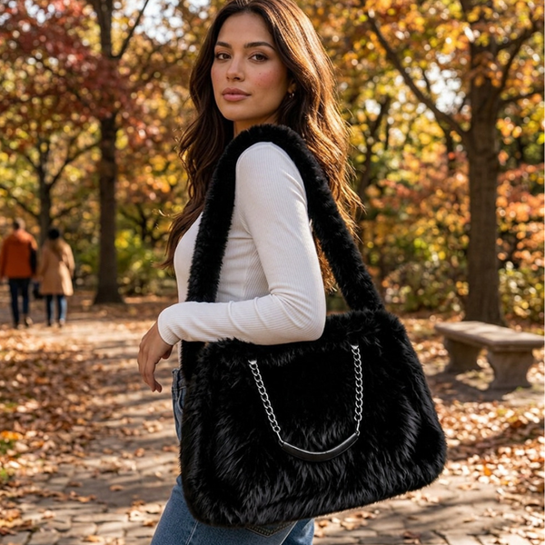 Ashlyn - Faux Fur Shoulder Tote Bag