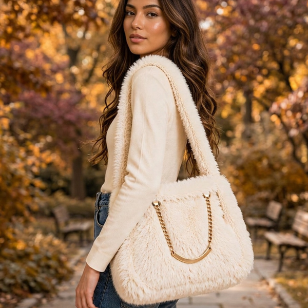 Ashlyn - Faux Fur Shoulder Tote Bag
