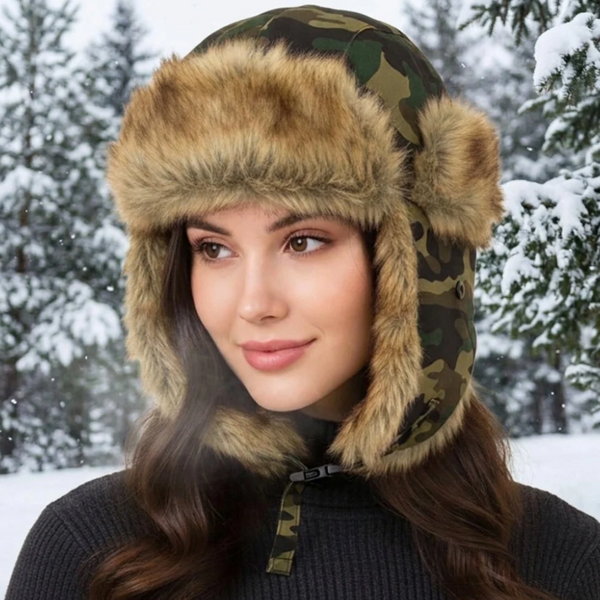 Selena - Faux Fur Trimmed Solid Trapper Hat